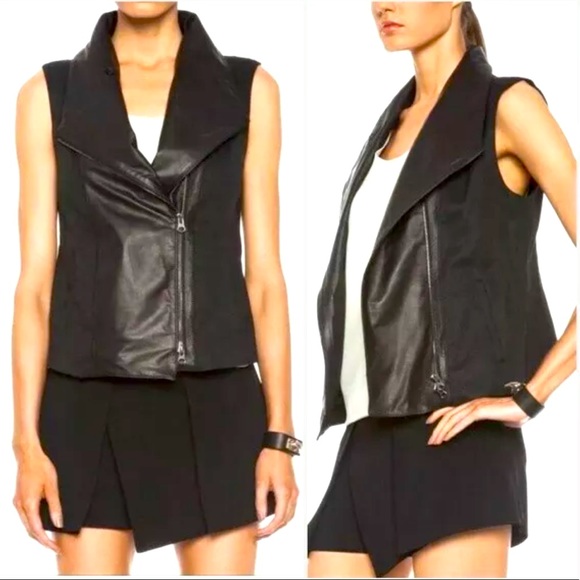 VINCE Leather Linen Tailored Zip Front Vest - Picture 1 of 9
